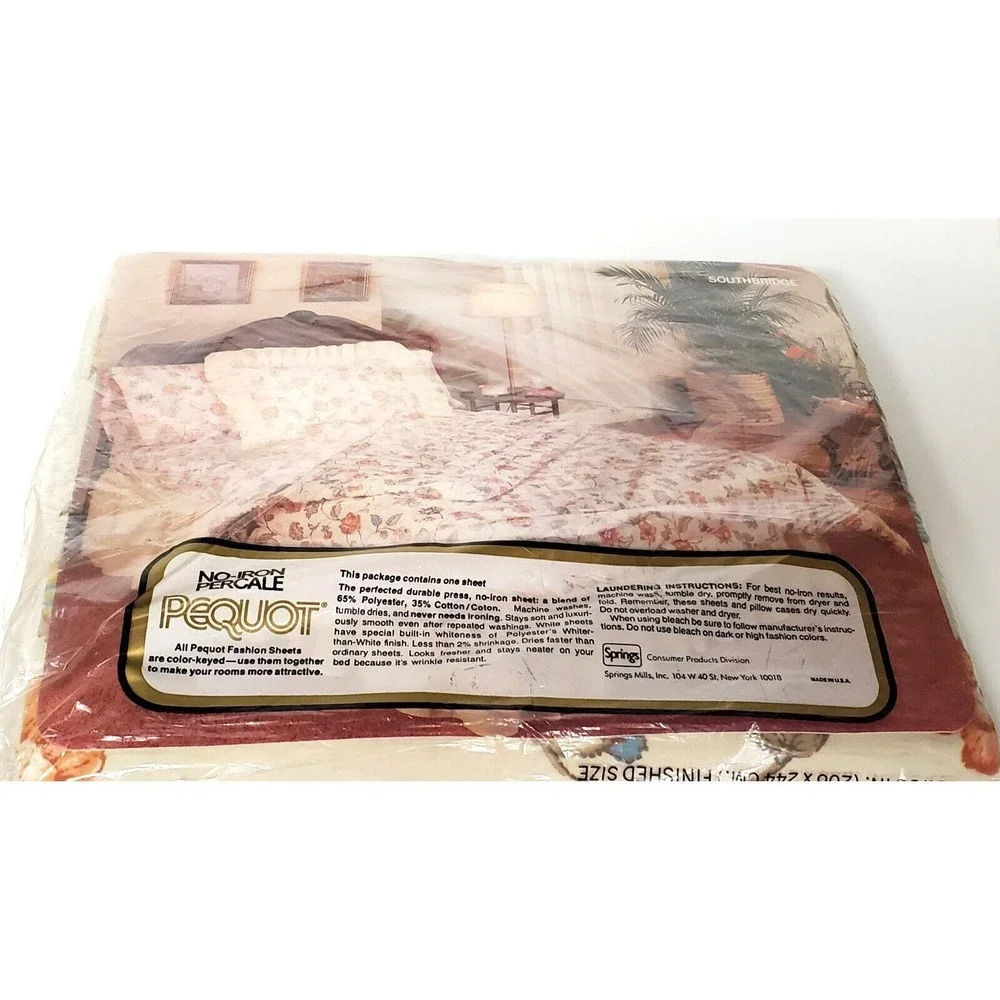 Vintage Pequot Percale Full Size Sheet Set 4 PC New in Package (1 Opened)‎